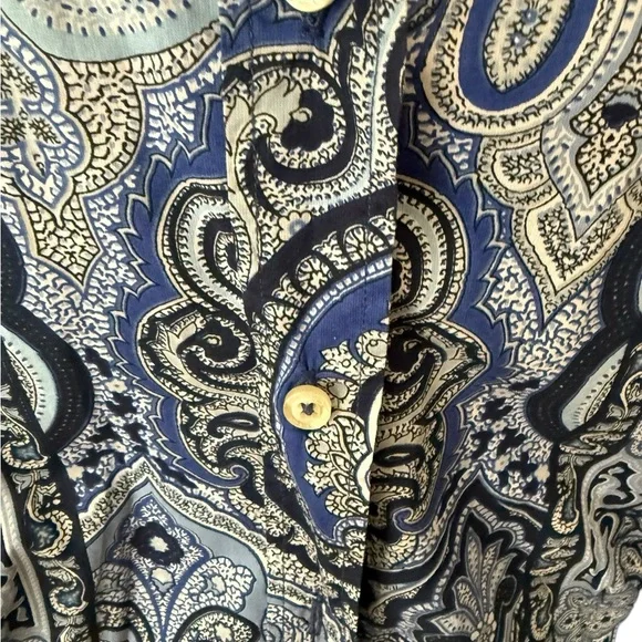 Etro Navy Paisley Cotton Shirt Italy 46 - Picture 2 of 5